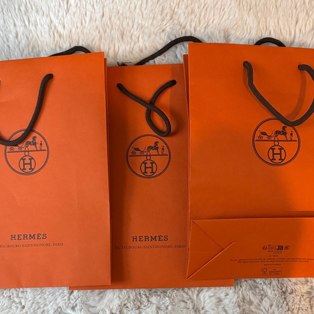 Hermès Orange Shopping Bags x 3